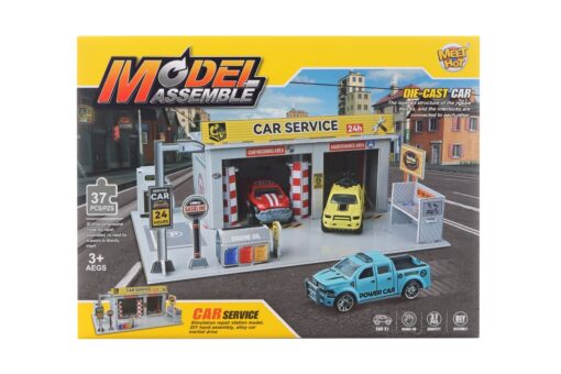 Autoservis stavebnice + kovové auto