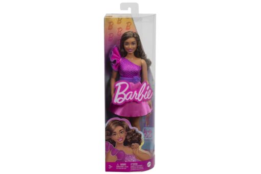 Mattel Barbie Modelka - lesklé šaty s volánkem