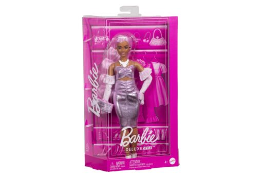 Barbie Deluxe modelka - metalické šaty