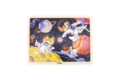 Dřevěné puzzle - zvířátka ve vesmíru 24 dílků