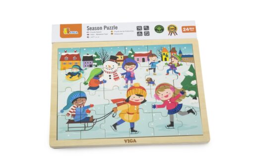 Dřevěné puzzle 24 dílků - zima