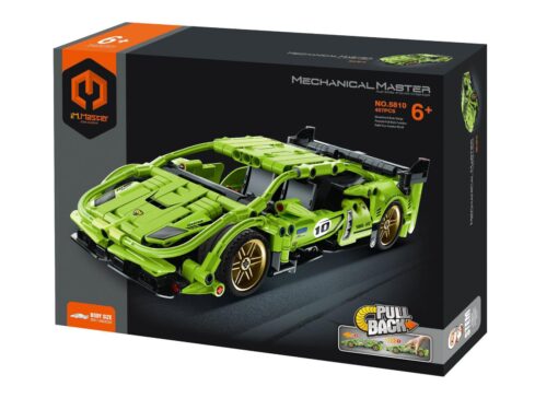 Stavebnice iM.MASTER auto sportovní plast 457 dílků na zpětné natažení v krabici 31x23x6,5cm