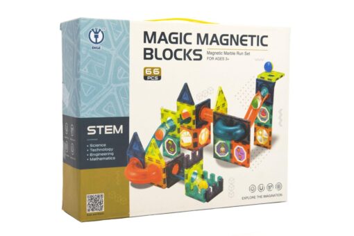 Kuličková dráha magnetická stavebnice plast 66ks v krabici 31x25x8cm