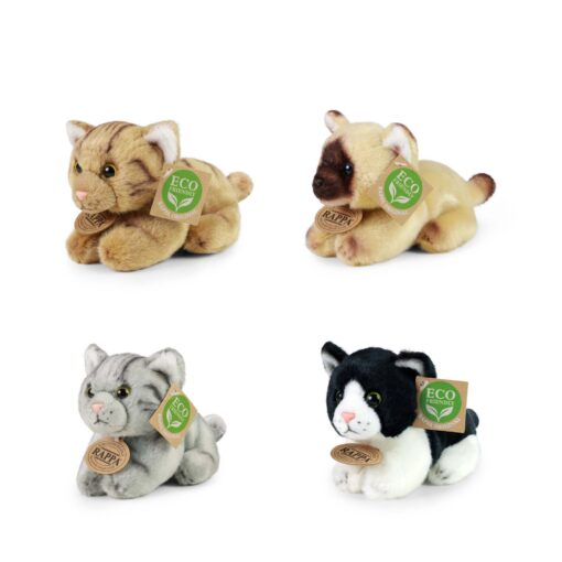 Plyšová kočka ležící 15 cm ECO-FRIENDLY - nefunkční zvuk