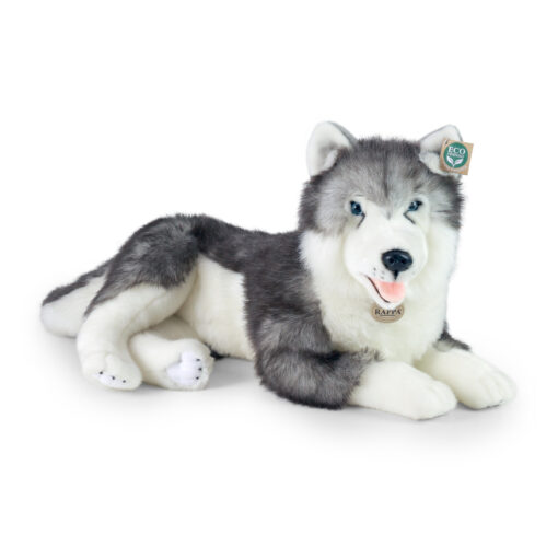 Velký plyšový pes husky ležící 60 cm ECO-FRIENDLY